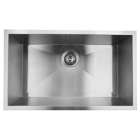 Pelican PL-HA111 R0 16G Handmade 16 Gauge Stainless Steel Undermount Kitchen Sink 27'' x 18'' w/ Zero Radius Corners